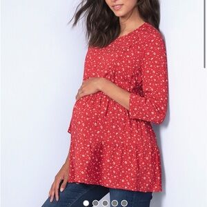 Seraphine Woven Red Maternity and Nursing Top